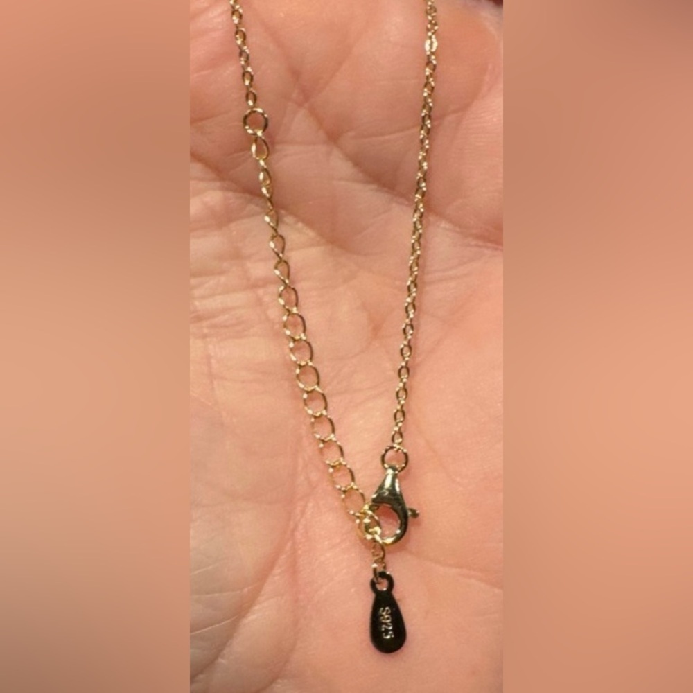 Moissanite Necklace .75 ctw, .925 Sterling Silver, Plated in 14k Yellow Gold NEW - Picture 4 of 6